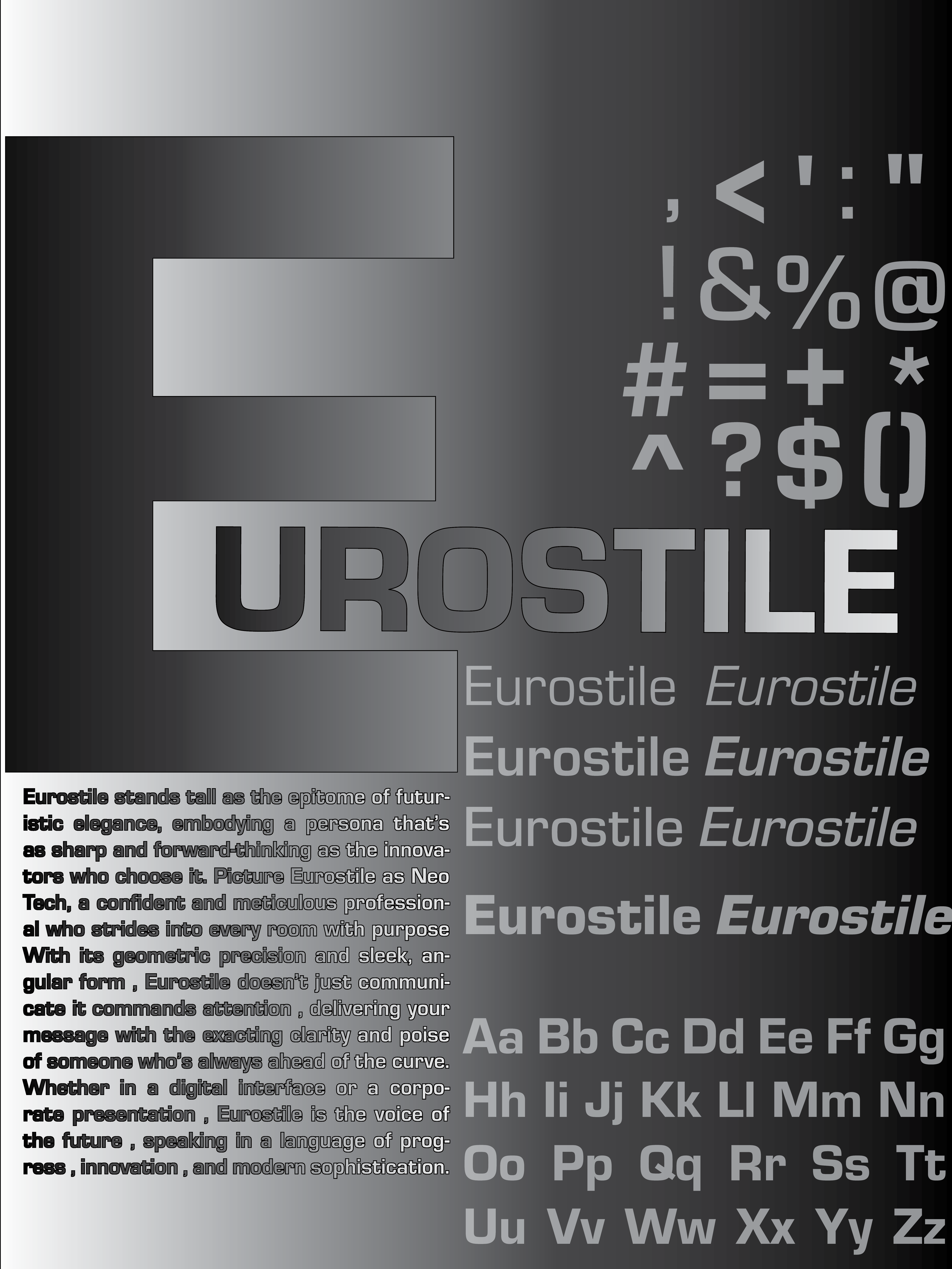 Eurostile type specimen poster by Keaton Moore