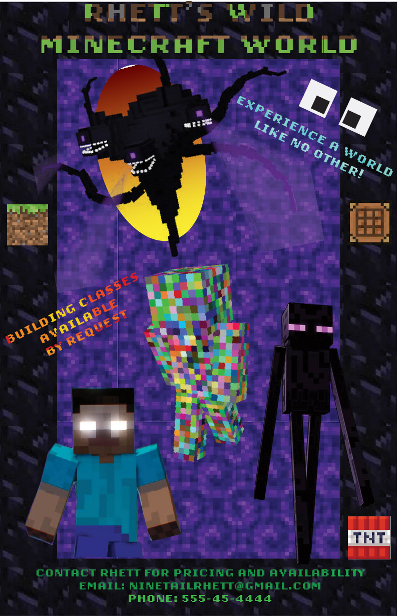 Minecraft themed vector poster design by Keaton Moore